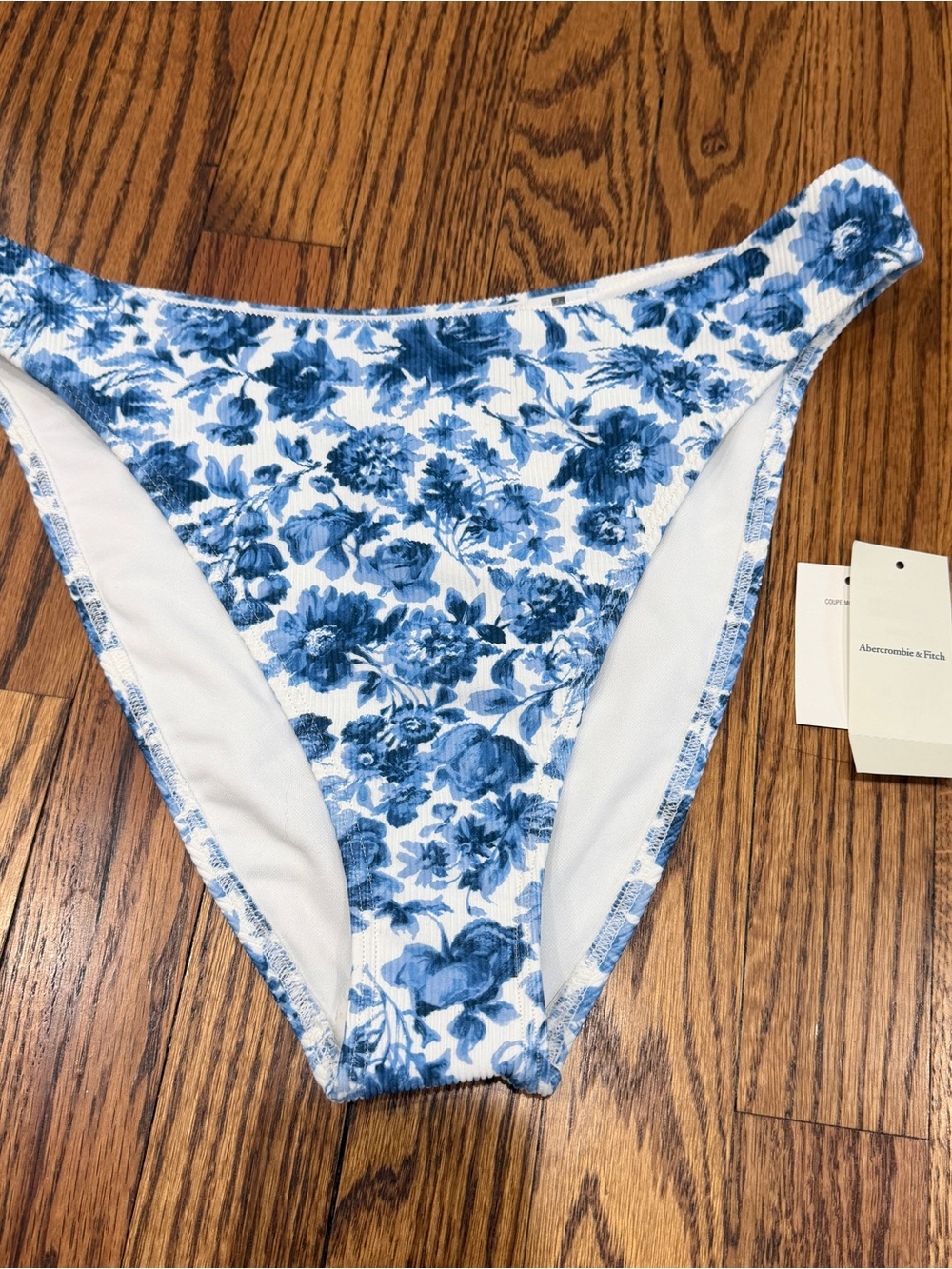 Abercrombie & Fitch Blue Floral Lined Stretch Bikini Bottom Women's Size M